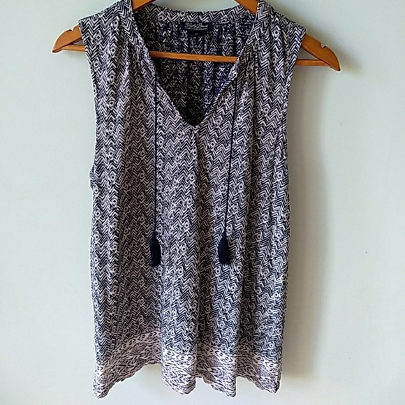 Lucky Brand Tops - Lucky Brand Tank - Navy & White Boho